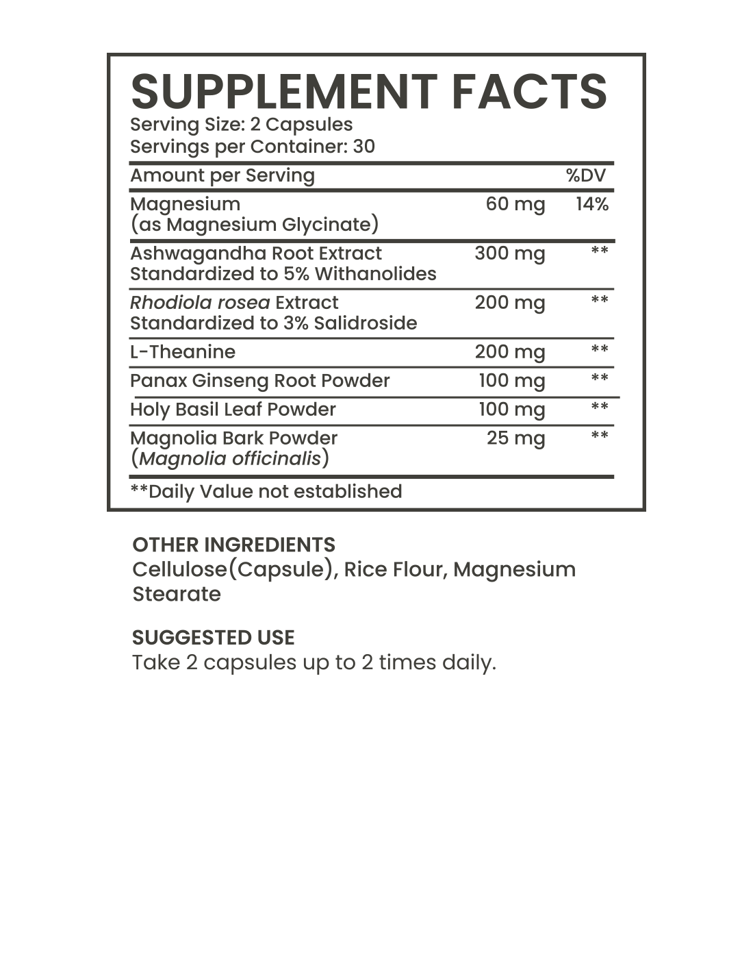 Adapt & Overcome Supplement Facts